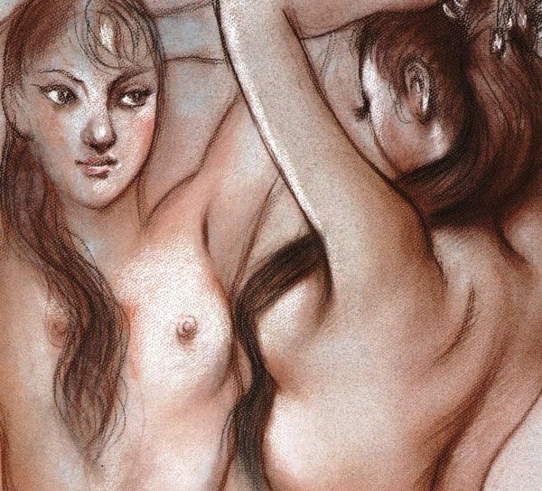 ◆古沢岩美・裸婦素描10・オフセット複製・木製額付・即決◆_裸婦
