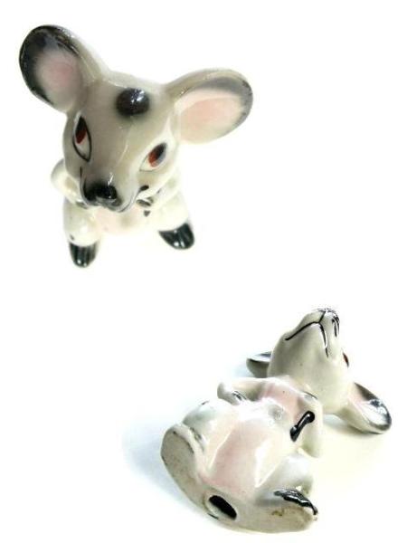 '50年代【いなせなネズミ*尻尾かつぎ*陶制置物】難有り