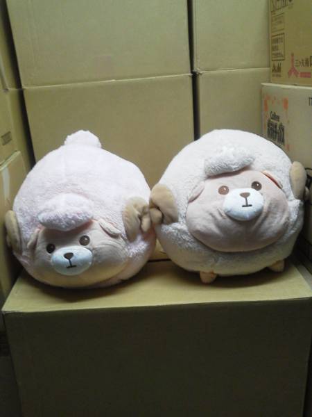 くまひつじ ふわふわBIGぬいぐるみ ひつじ 2種セット 白と桃 コンプ