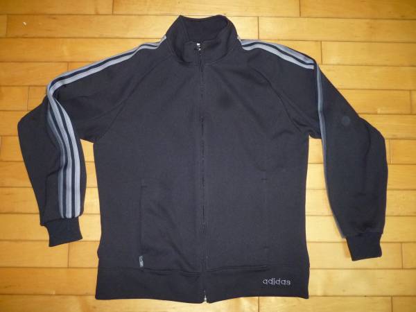 即決●adidas グラデライン ジャージ 黒グレイ M