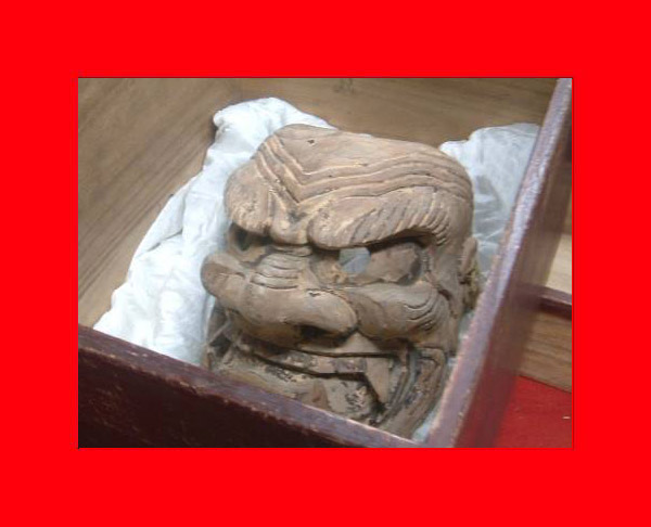 :即決【古都京都】「面W102」面、江戸時代、木彫り面 、神楽,〝文〟_相当古いお品です。