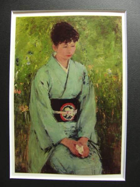 鬼頭鍋三郎、秋草の庭、希少画集画、新品額装付 鬼頭鍋三郎、秋草の庭、希少画集画、新品額装付