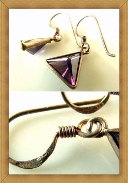 *SV925* shines purple triangle biju-SILVER earrings *147