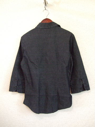 BENETTON. collar 7 minute sleeve Denim shirt (USED)73113