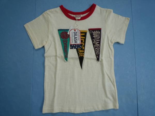 【新品・半額!】■DLASH■ 半袖Tシャツ 120 生成り色 ワッペン