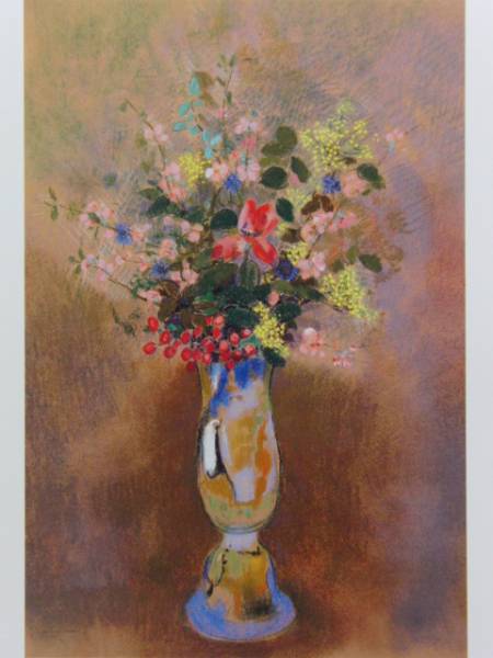 【現金特価】 オディロン・ルドン、青い花瓶の花、希少画集画、新品額装付 静物画