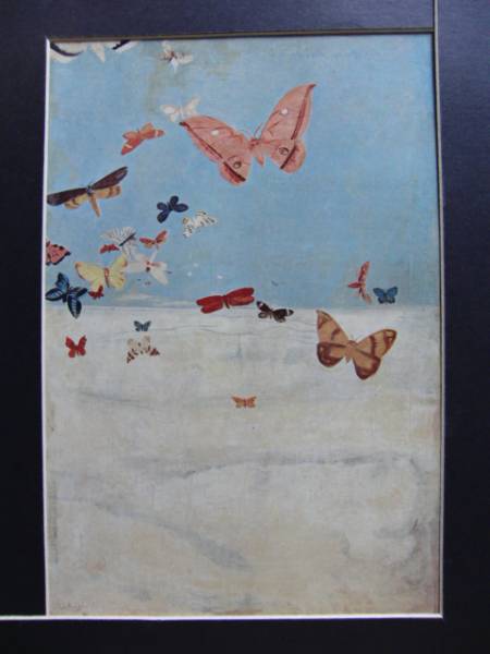 三岸好太郎、【雲の上を飛ぶ蝶】、新品高級額 額装付、年代物・希少画集画 三岸好太郎、雲の上を飛ぶ蝶、希少画集画、新品額装付