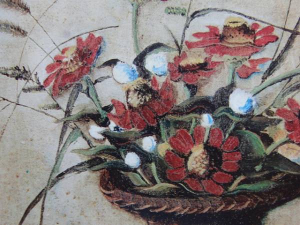 鬼頭鍋三郎、【夏花図】、希少な画集画、新品高級額 額装付