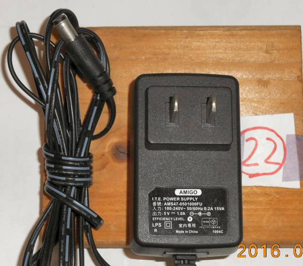 AC adapter 5V 1.0A connector : outer diameter approximately 5.5mm inside diameter approximately 2.1mm