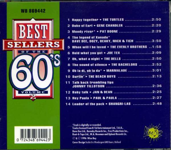 ◆Best Sellers 60’s Vol 2/Turtles/Pat Boone/Shangri-Las/The DELLS/MARMALADE/GENE CHANDLER 60年 洋楽_画像2