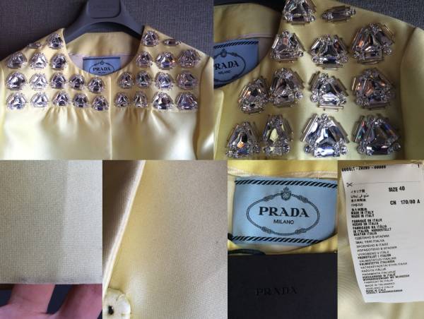 新品 プラダ 最高級 ビジュー 装飾 シルク ジャケット 40 PRADA 豪華_画像3
