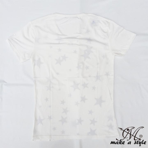  Star V шея футболка TEE короткий рукав белый звезда STARS общий рисунок 68L