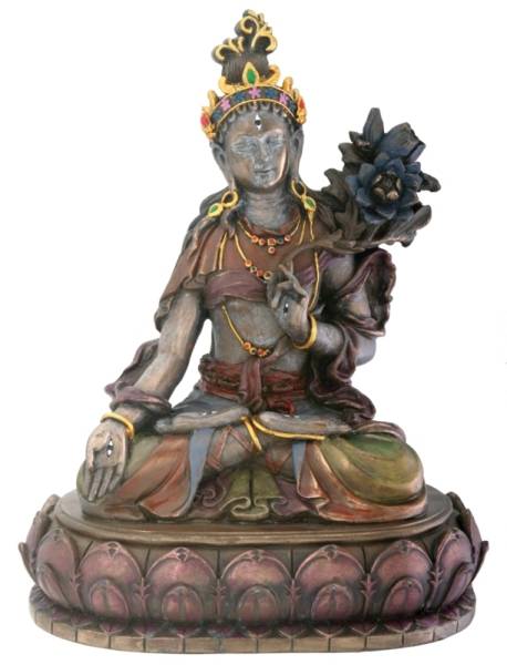 彩色仏像　白ターラー　チベット密教仏教美術仏具仏像フィギュア