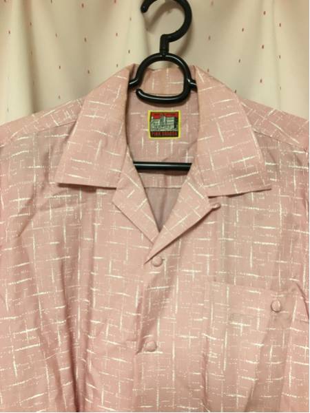 ピンクドラゴン カスリ柄プリント 半袖オープンシャツ 90年代物_画像3