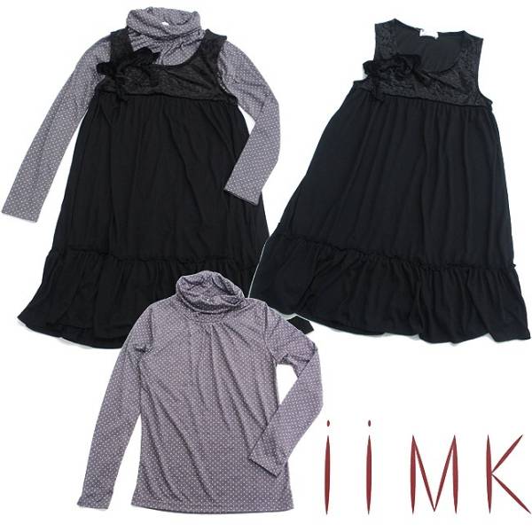 ★☆胸元リボンフリルアンサンブルワンピ?M【iiMK】