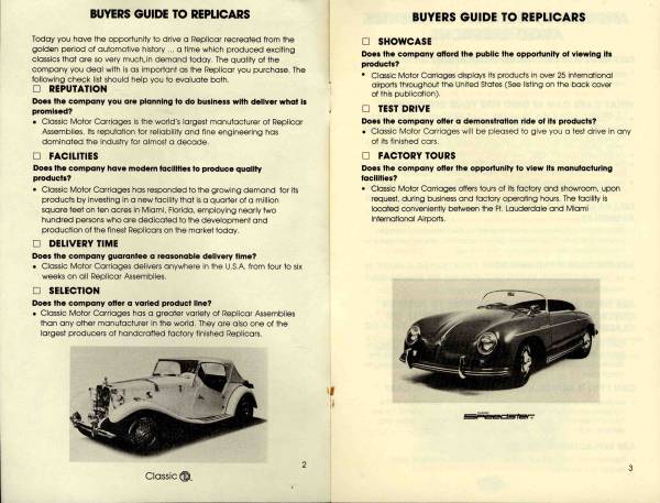 [a8919] American. Coach builder CLASSIC MOTOR CARRIAGES. pamphlet 