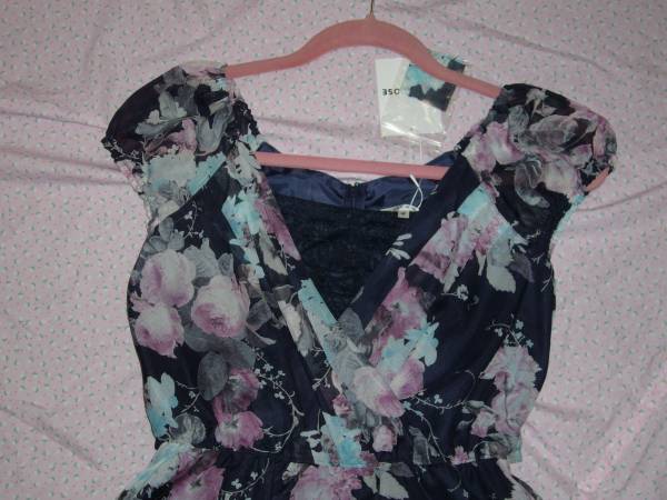  ограничение sale* L'Est Rose * Seibu Ikebukuro ограничение дымчатый рисунок платье темно-синий ( с биркой )MT
