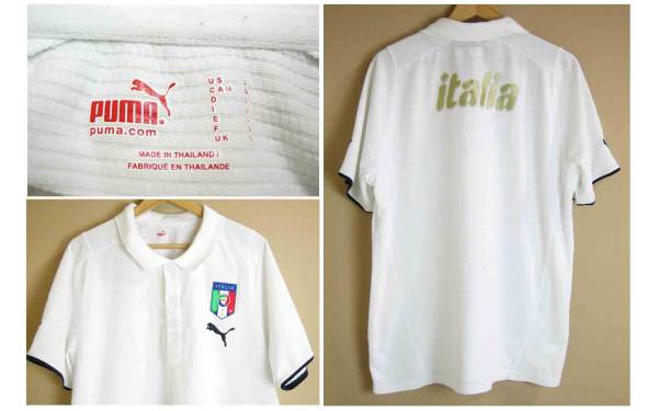 【2枚セット】■PUMA プーマ×イタリア ネイビー 白 ポロシャツ L_画像3