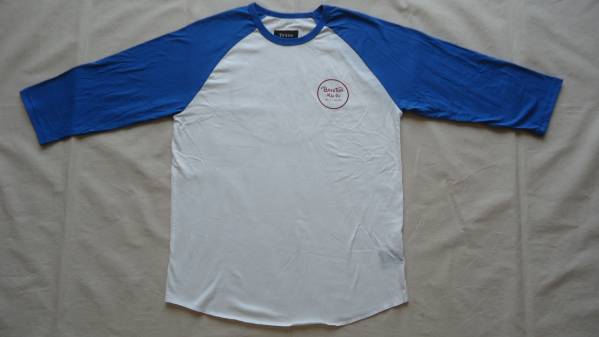 Brixton Wheeler Raglan 白/青 S 半額 50%off 七分丈 ラグラン Tシャツ SB ブリクストン スケートボード レターパックライト