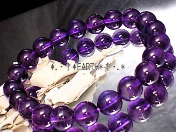 天然石★10ミリ高級アメジストAAA紫水晶 数珠　送料無料　匿名発送_画像1