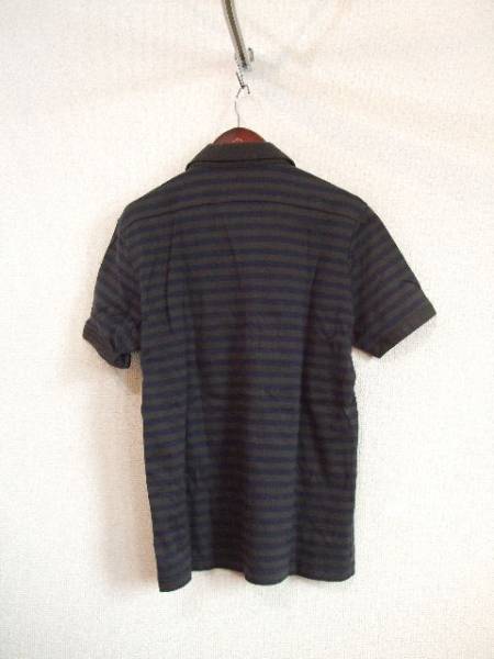 BOYCOTT khaki × navy blue border polo-shirt with short sleeves (USED)10515