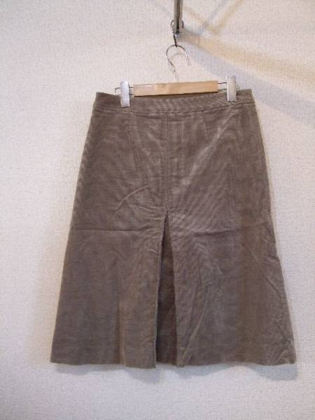 heliopoleベージュコーデュロイ膝下丈スカート（USED）92113②)
