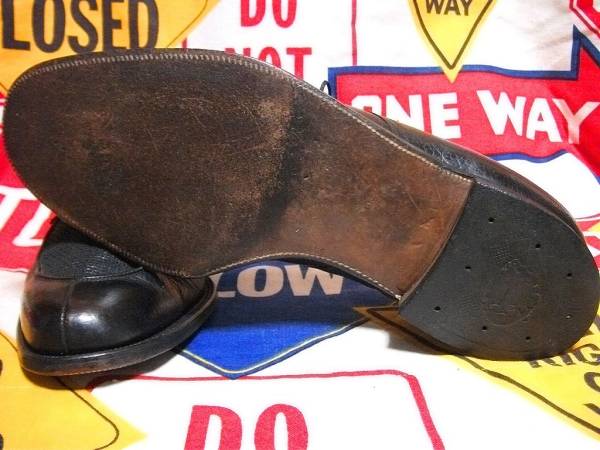 【希少な切り替え仕様】Made in USA制アメリカ制ビンテージYチップメッシュレザーシューズドレスシューズ50s50年代60s60年代黒ブラック27cm