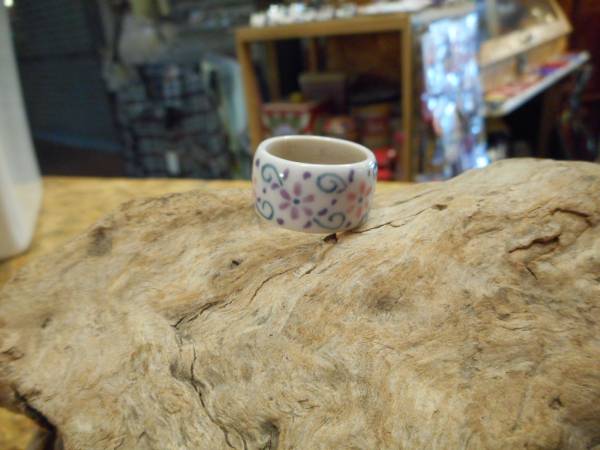  Shimizu . кольцо кольцо *KIYOMIZUYAKI*RING*JAPAN* керамика * цветок * Kyoto японский Takumi мир рисунок кимоно .