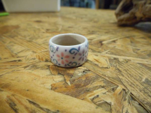  Shimizu . кольцо кольцо *KIYOMIZUYAKI*RING*JAPAN* керамика * цветок * Kyoto японский Takumi мир рисунок кимоно .