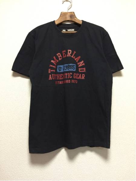 [即決古着]TIMBERLAND/ティンバーランド/カレッジTシャツ/半袖/ロゴ/黒/ブラック/Mサイズ_画像1