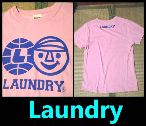 Laundry　ランドリーボーイ　デカロゴ　ピンク　Tシャツ　 Sサイズ_画像1