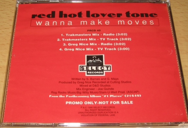 ★CDS★Red Hot Lover Tone/Wanna Make Moves (Remix)★PROMO★Nice & Smooth/Funky For You★Greg Nice★CD SINGLE★シングル★_画像1