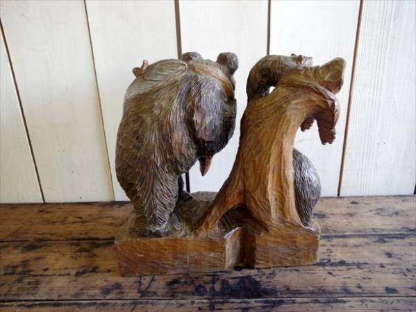 古い大きな親子木彫り熊　/アンティーク　アイヌ_画像2