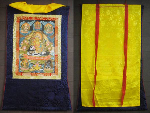 送料無料◆毘沙門天（ヴァイシュラヴァナ）タンカ／チベット
