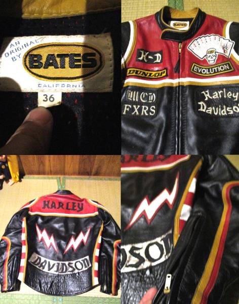 激レア　バイカー必見　ライダースジャケット　BATES　ハーレーダビッドソン&マルボロマン　豪華ワッペン　革　レザージャケット　サイズ36