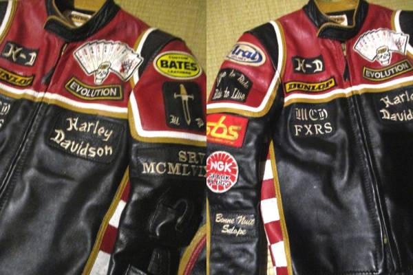 激レア　バイカー必見　ライダースジャケット　BATES　ハーレーダビッドソン&マルボロマン　豪華ワッペン　革　レザージャケット　サイズ36