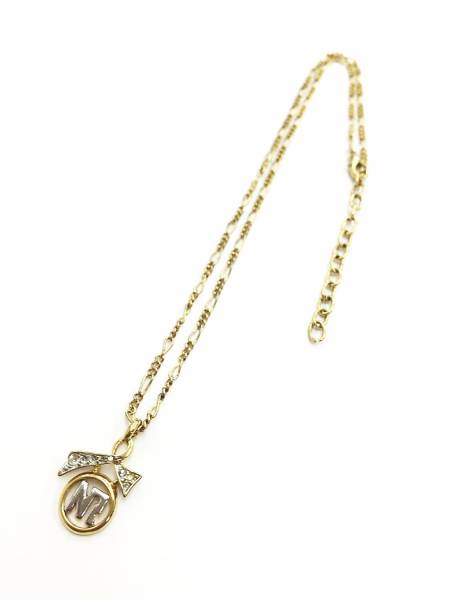 【ネックレス】約36＋5cm NR ゴールド シルバー ロゴマーク ペンダント 金色　銀色 石(パーツ)取れあり