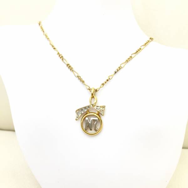 【ネックレス】約36＋5cm NR ゴールド シルバー ロゴマーク ペンダント 金色　銀色 石(パーツ)取れあり