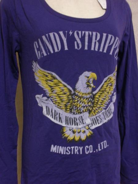 新品 Candy Stripper キャンディーストリッパー ロンT 鷲　紫　_画像2