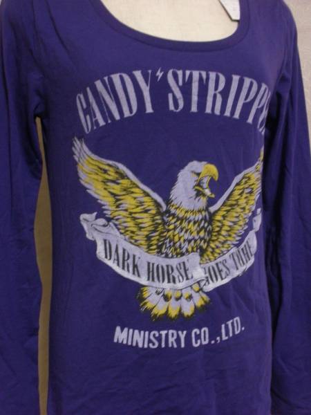新品 Candy Stripper キャンディーストリッパー ロンT 鷲　紫　