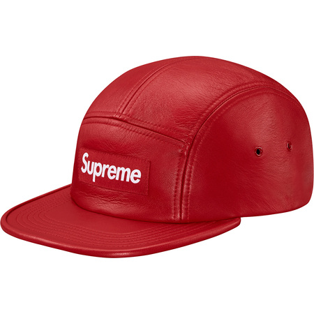 即決 supreme leather camp cap red