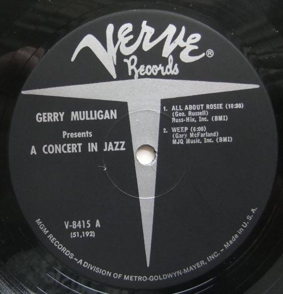 ◆ GERRY MULLIGAN / A Concert In Jazz ◆ Verve V-8415 (MGM) ◆ T_画像3