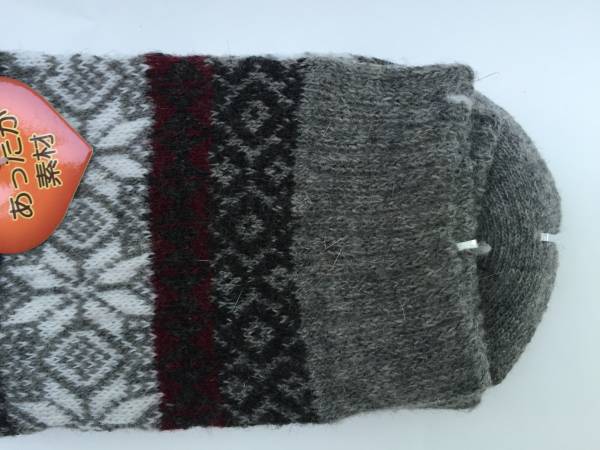 新品　あったか素材　濃いグレー　柄物　ソックス/靴下