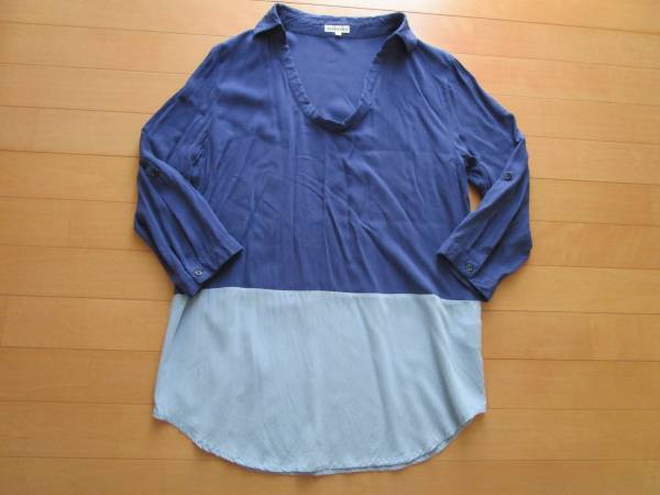 3can4on☆カラー切り替えのチュニックブラウス♪サイズ3☆美品