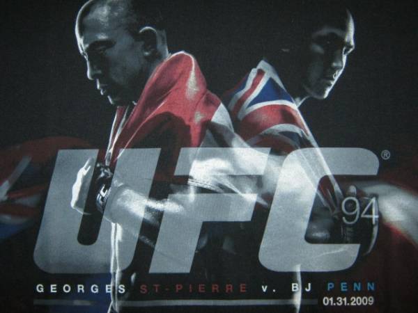 ★古着 ハワイ直輸入 2009年1月31日 UFC94 ウェルター級タイトルマッチ ジョルジュ・サンピエールVSBJペン 半袖Tシャツ XL 黒 MMA 格闘技★_画像3