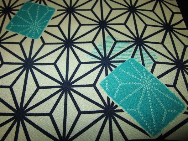 [ capital ...] silk long kimono-like garment flap flax. leaf pattern navy blue blue series change sleeve for 2.2m①