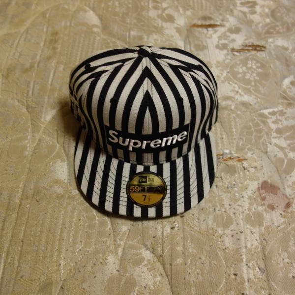 !_supreme striped box logo new era чёрный 7 1/8