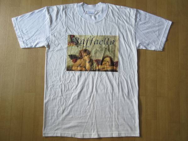 90's ラファエロ サンティ システィーナの聖母 Tシャツ M Raffaello Santi Madonna Sistina 天使 ART 芸術 画家 アート 現代美術 美術館/_天使（システィーナの聖母）・Tシャツ表面