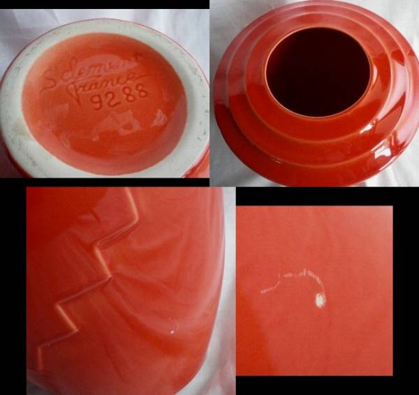 VINTAGE モダンなオレンジ色の陶器製 花瓶 検イ ンテリア雑貨 VINTAGE モダンなオレンジ色の陶器製 花瓶 検イ ンテリア雑貨