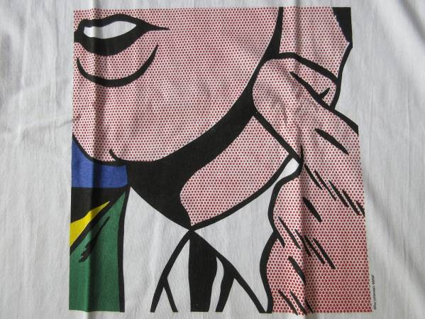 90's USA製 ロイ リキテンスタイン GUGGENHEIM MUSEUM Half Face with Collar 1963 Tシャツ XL 白 Roy Lichtenstein 芸術 POP ART 美術館_Roy Lichtenstein Half Face with Collar